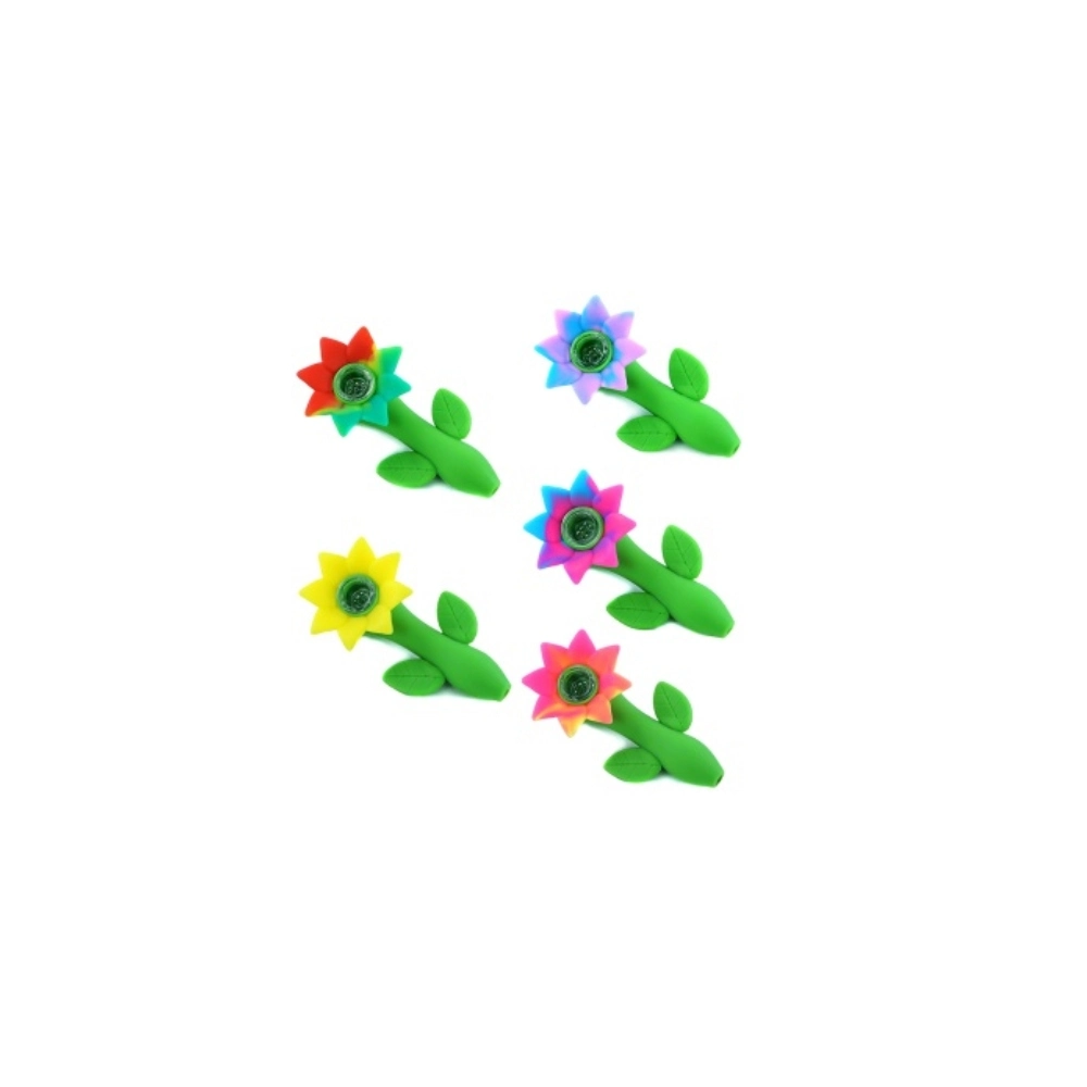 SILICONE HAND PIPE FLOWER SHAPE - ASSORTED COLOR