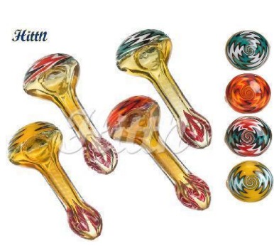 4.3 inches American colors hand pipe with silver fumed with Hittn logo mixed colors