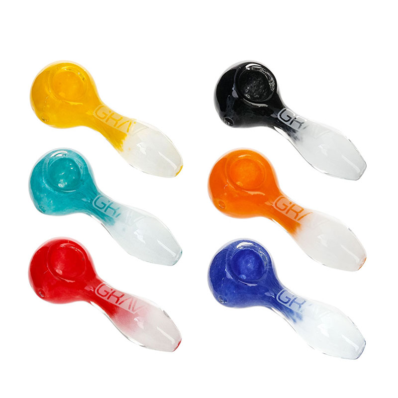 GRAV 4" FRIT GLASS SPOON MIX COLOUR HAND PIPE