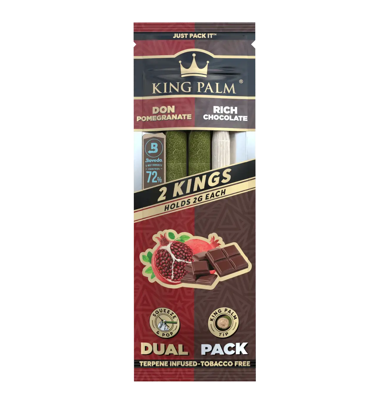 [Q-4567-03] KING PALM DUAL PACK 2PK 20CT  (RICH CHOCOLATE & DON POMEGRANATE)