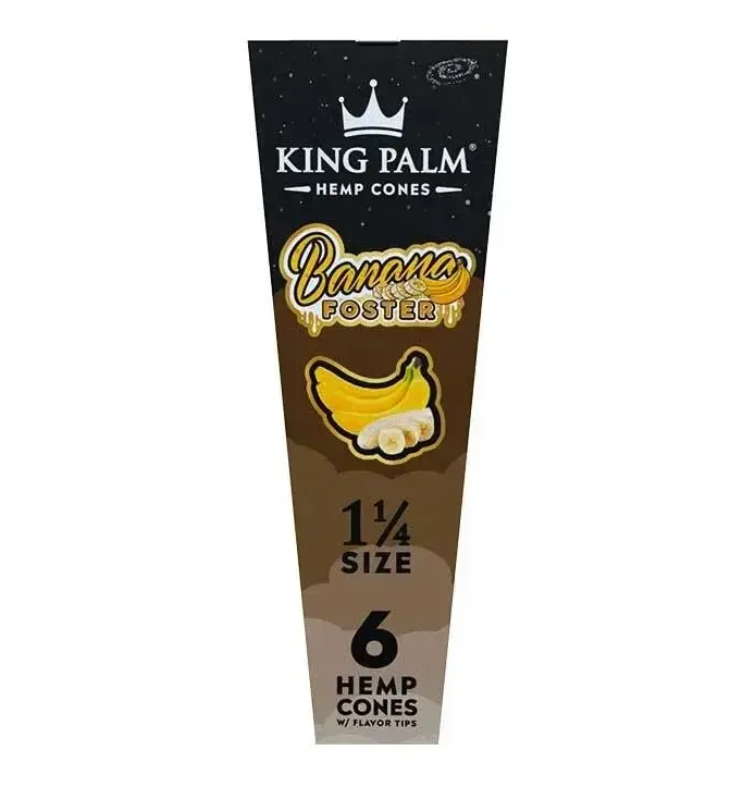 [Q-4565-02] KING PALM HEMP CONES  1 1/4 6PK (BANANA FOSTER)