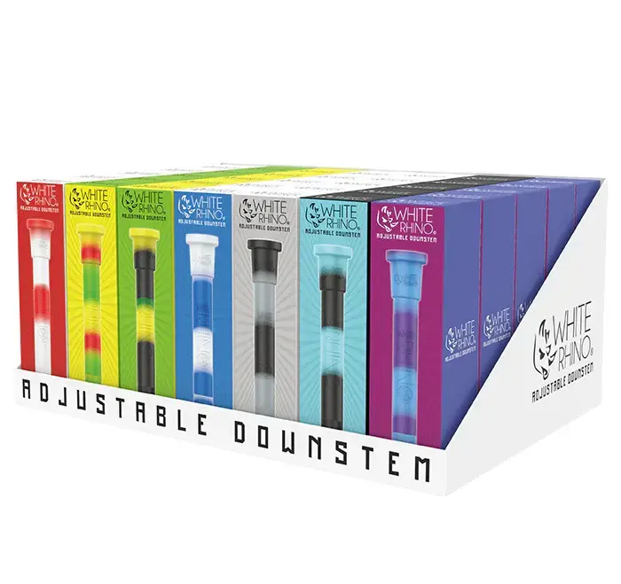 [Q-4037-02] WHITE RHINO SILICONE DOWNSTEM  - 35 COUNT DISPLAY (original)