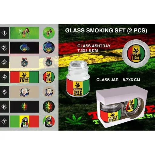 [Q-3589-05] SOHI GLASS ASHTRAY AND CONTAINER (Bob Marley)