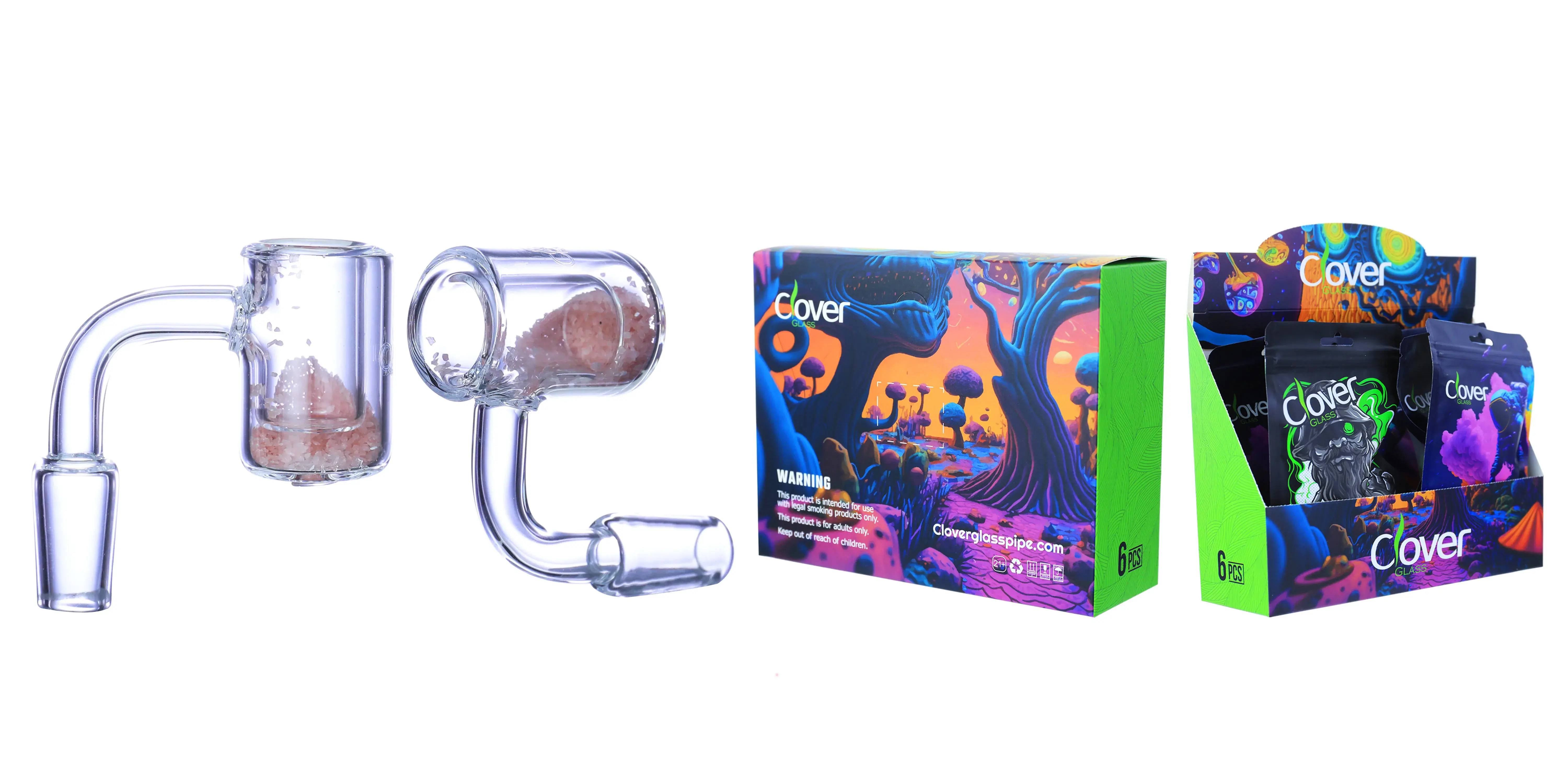 [Q-4842-01] Clover Glass Banger 14MM 6PC a Display (Thermochromic 90 Degree)