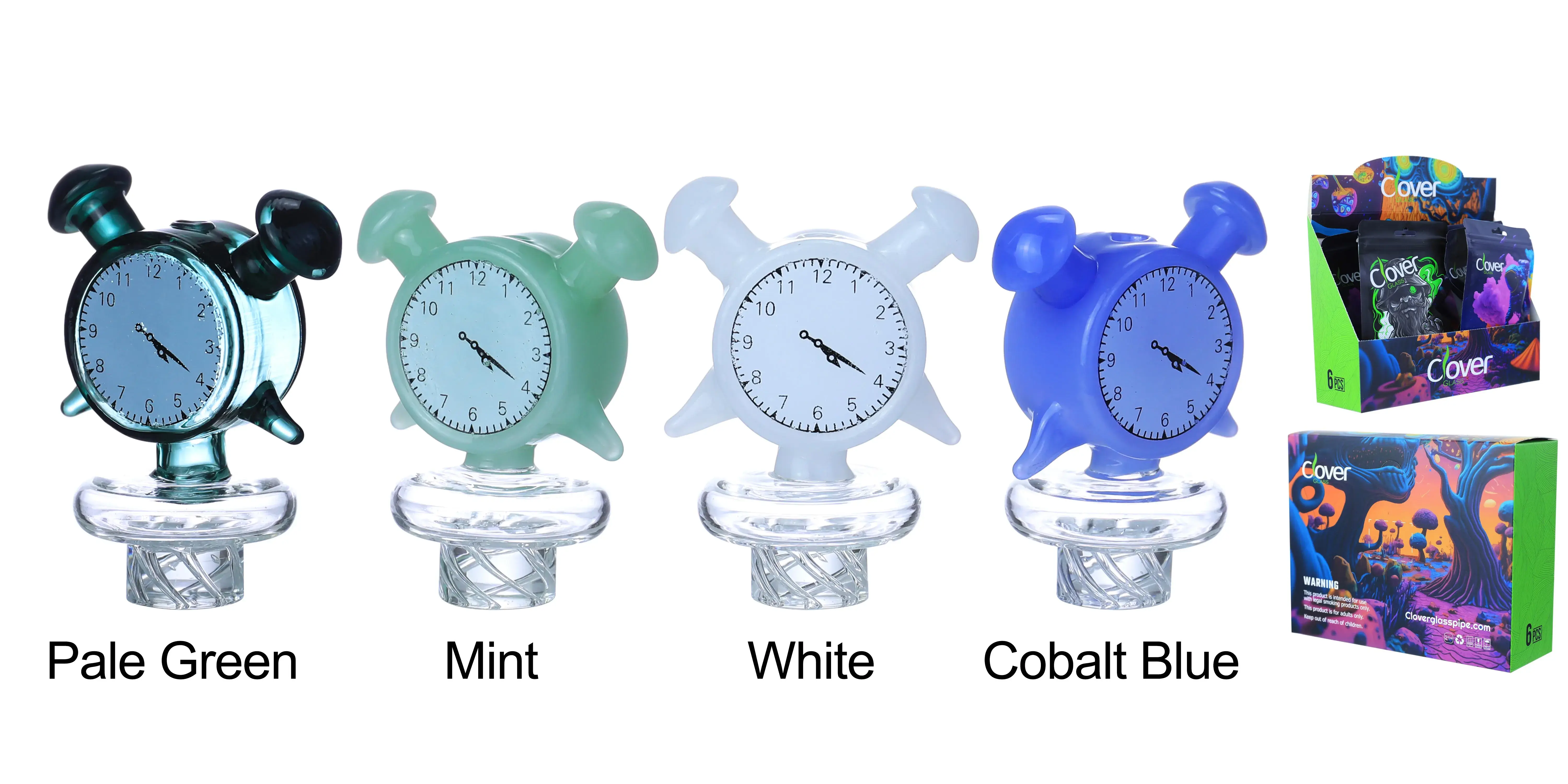 [Q-4845-05] Clover Carb Cap Glass 6PK a Display Mix Color (Alarm)