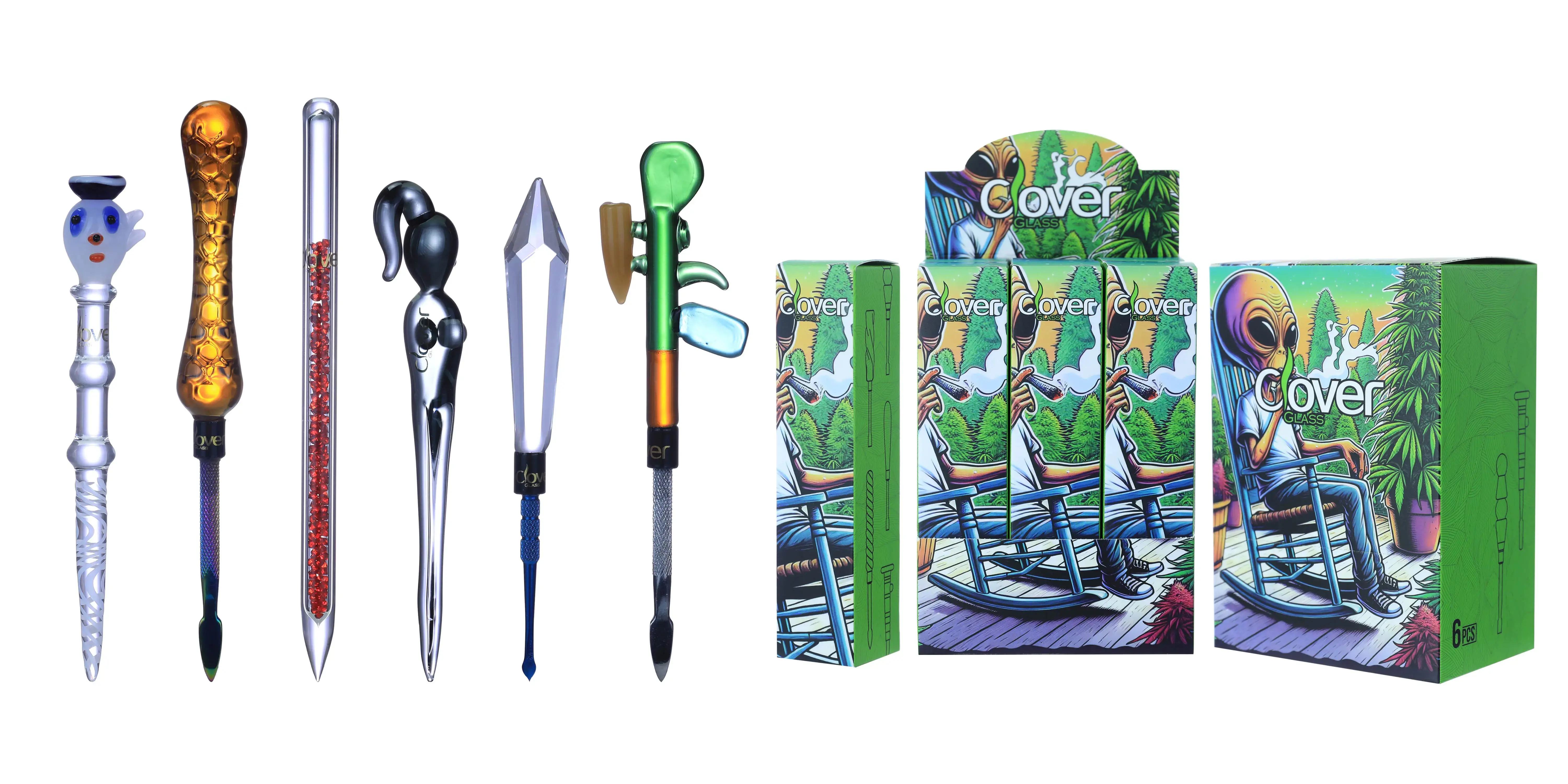 [Q-4846-04] Clover Dab Tools Glass 6PK a Display Mix Color (Style#31)