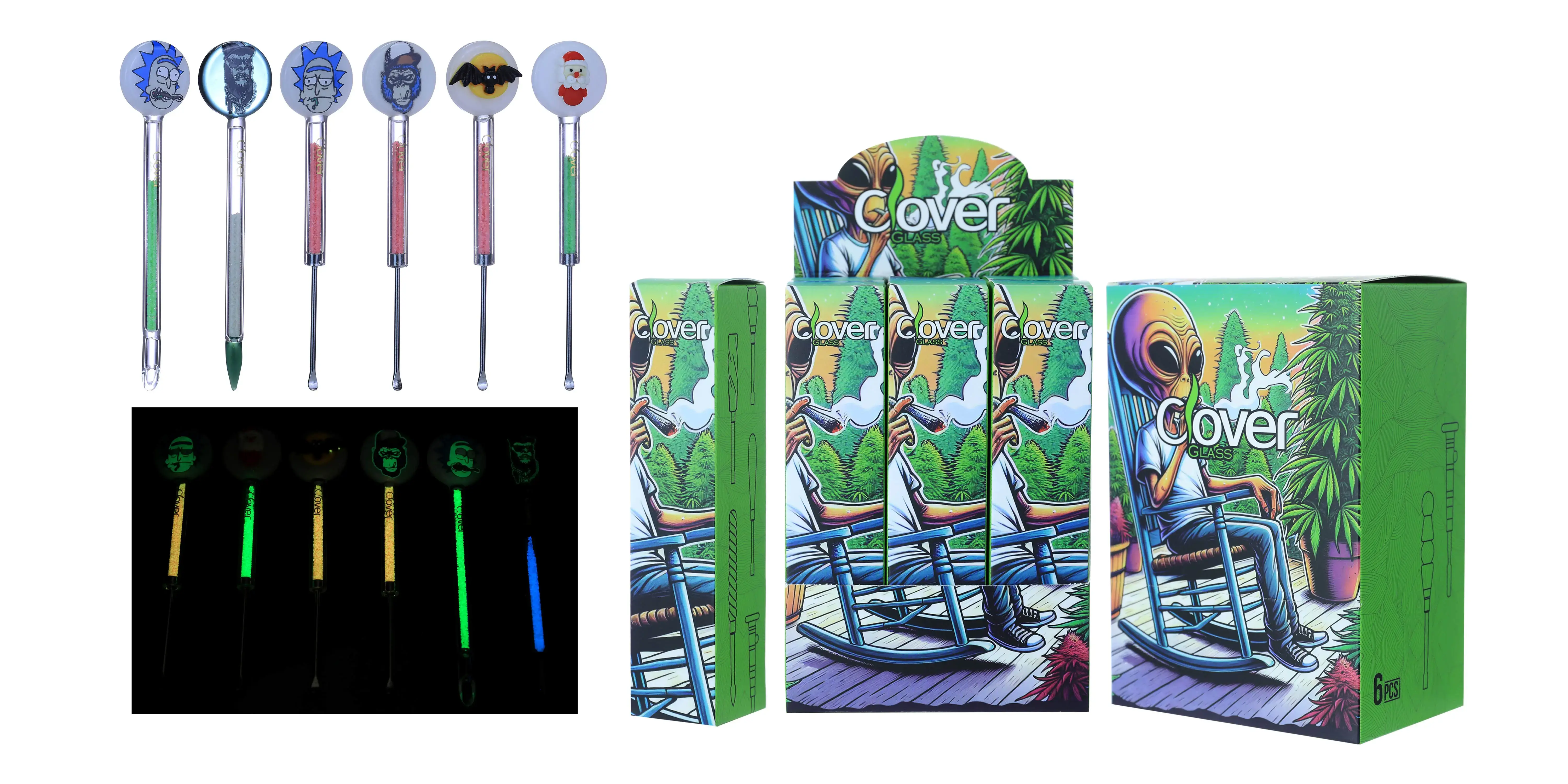 [Q-4846-13] Clover Dab Tools Glass 6PK a Display Mix Color (Style#42)