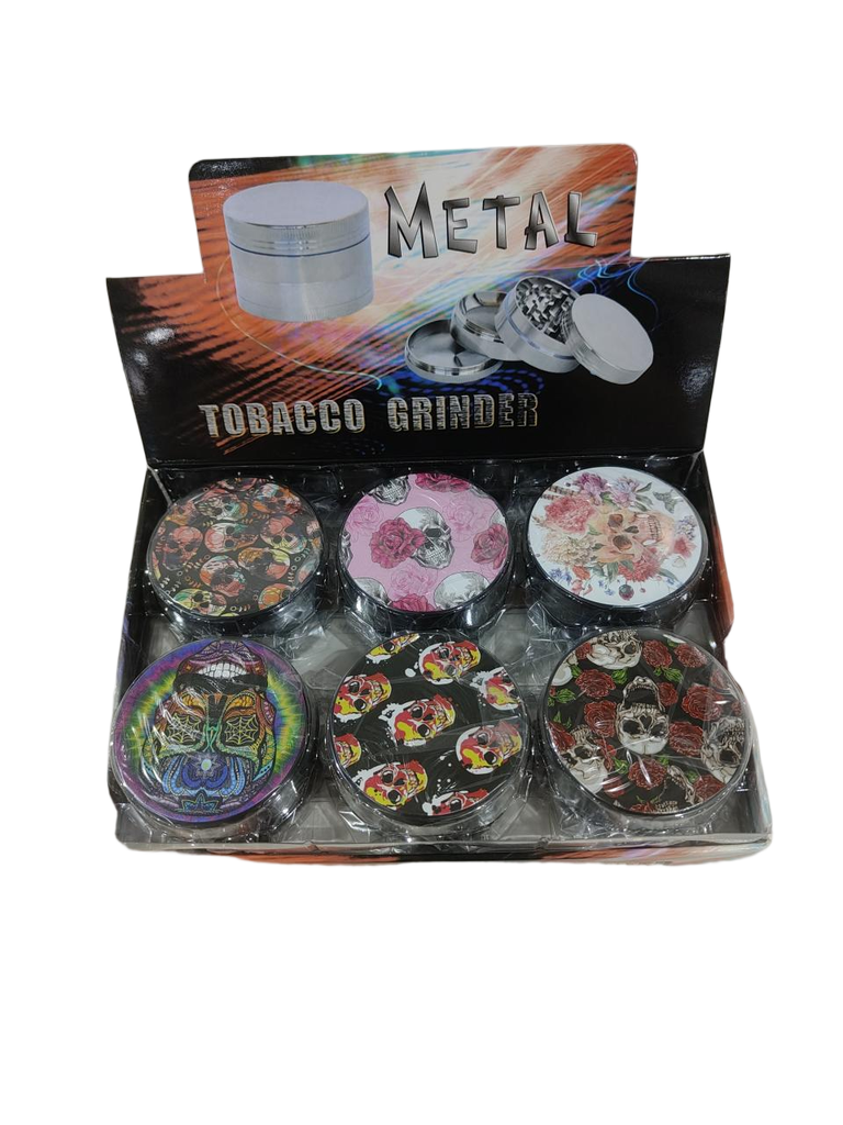 Grinder Zinc 63MM Print on Lid Skull With Rose 6PK
