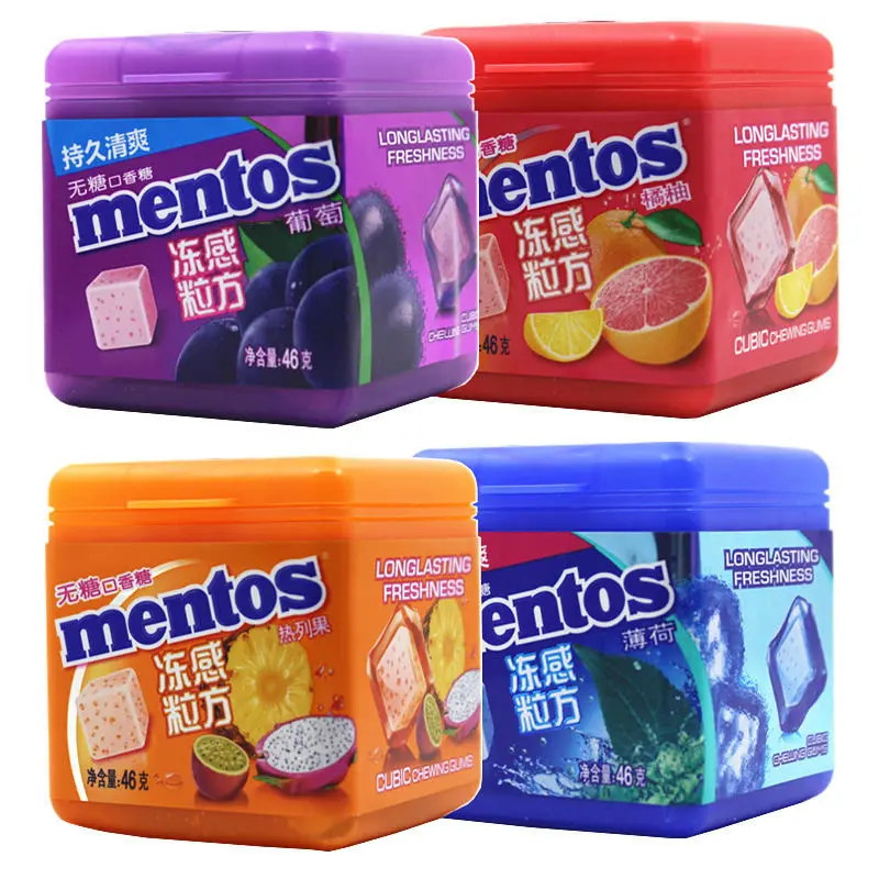 [Q-5009-03] Mentos Frozen Cube Chewing Gum 4PK (Tropical Fruit)