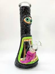 [Q-3884] WATERPIPE 12.5" BLACK ONE EYE MONSTER - 3-D MONSTER PIPE WITH BOWL