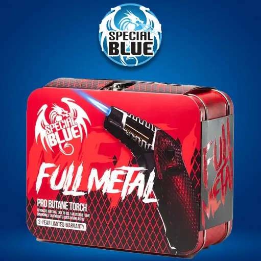 SPECIAL BLUE FULL METAL TORCH W/STASH BOX -
