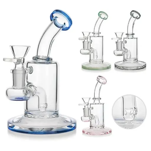 [Q-3931] WATERPIPE 6" BASE DIAMETER 3.5" 90DEGREE MULTI COLOR RECTANGLE