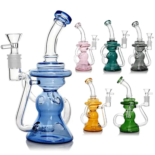 [Q-3957] WATERPIPE 8.3" RECYCLER OIL RIG MULTI COLOR