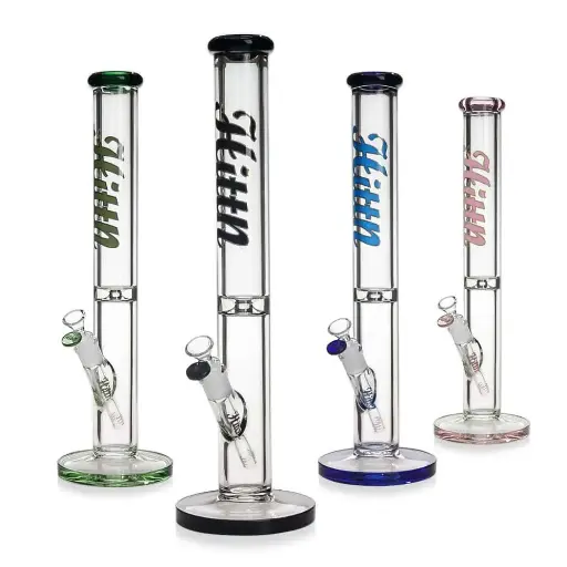 [Q-3921] WATERPIPE 18" HITTN GLASS 14MM BOWL ASSORTED COLOR