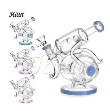 [Q-4415] 8.3 inches recycler oil rig Base diameter: 3.6 inches root perc with 14mm bowl mixed colors No logo