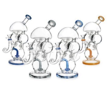 [Q-4417] WATER PIPE 11.8 inches big recycler showerhead perc + disc perc coil diffuser mixed colors