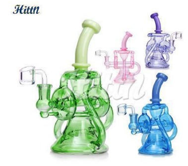[Q-4423] Showerhead Perc Quartz Banger 8.7 inches Glass Recycler Oil Rig DAB Rigs Mixed Colors