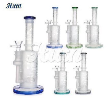 [Q-4427] 10” Sandblasted Showerhead Perc Bong with 14mm bowl mixed colors