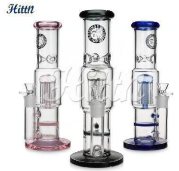 [Q-4429] 8 Tree Arms Perc Honeycomb Perc 12 Inches Straight Tube Thick Glass with 18mm bowl Mixed colors