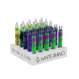 [Q-4866] WHITE RHINO CHILLUM TO STRAW Original  Pyrex 25CT