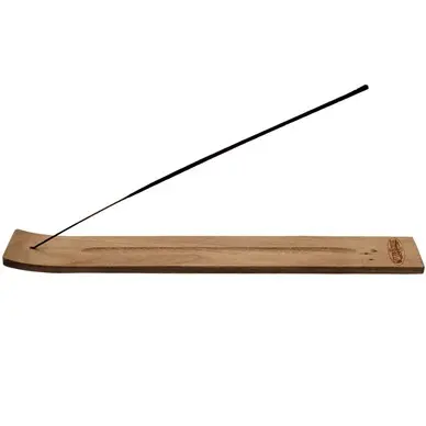 [Q-4870] US Made Wooden Incense Burner w/Curved End Light Stain 12pk