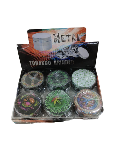 [Q-4916] Grinder Zinc 63MM Half Printed 420 6PK