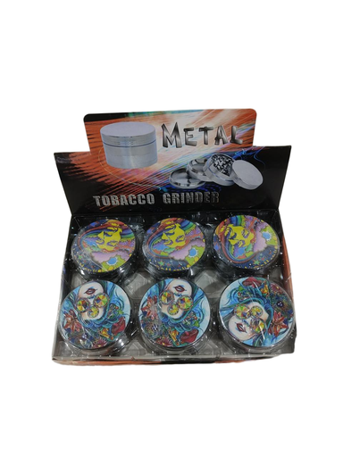 [Q-4924] Grinder Zinc 63MM Print On Lid Mix 6PK