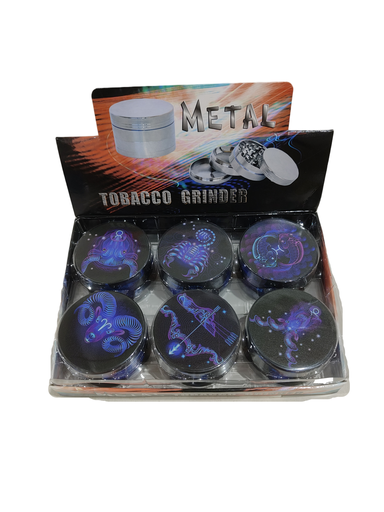 [Q-4944] Grinder Zinc 63MM Full Print Zodiac 6PK