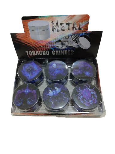 [Q-4945] Grinder Zinc 63MM Full Print Zodiac-1 6PK